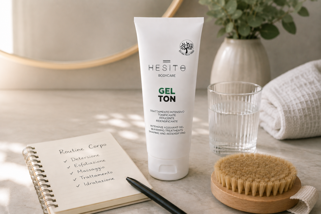 gel tonificante corpo in routine quotidiana bodycare